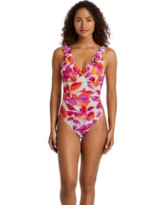 Women's Ruffle V-Neck One-Piece Swimsuit