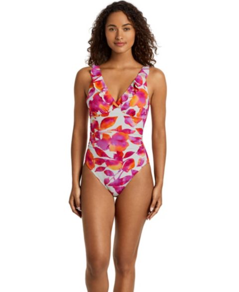 Женские купальники Lauren Ralph Lauren Women's Ruffle Surplice Underwire One-Piece Swimsuit