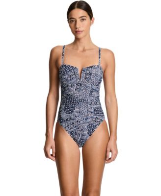 Women's V-Neck Over-The-Shoulder One-Piece Swimsuit