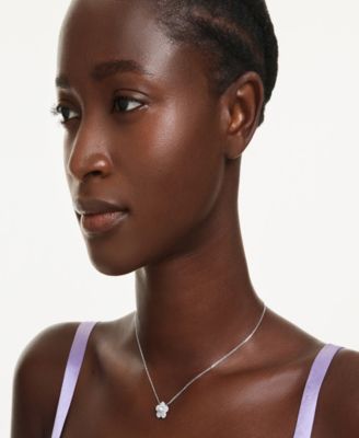 Ariana Grande x Rhodium Plated Mother of Pearl Flower Pendant Necklace