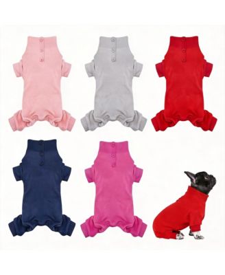 Dog Fleece Pajamas with High Collar for Warmth and Comfort