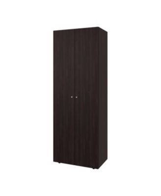 Armoire with 2 Doors 4 Shelves in Walnut and Wengue Space Saving Bedroom Storage Cabinet