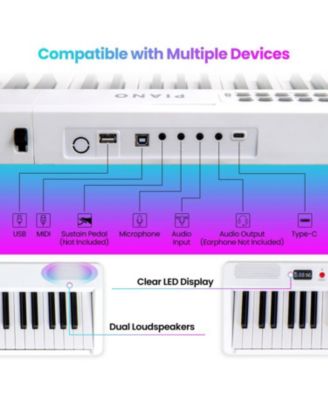 Key Foldable Electric Keyboard Piano with Wireless MIDI and Dual Speakers