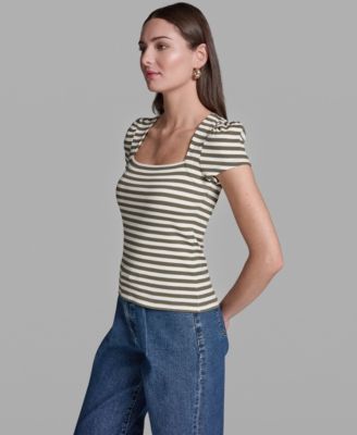 Women's Cap-Sleeve Square Neck Top