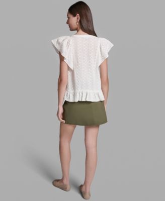 Women's Multi Layer Ruffles Flutter-Sleeve Top