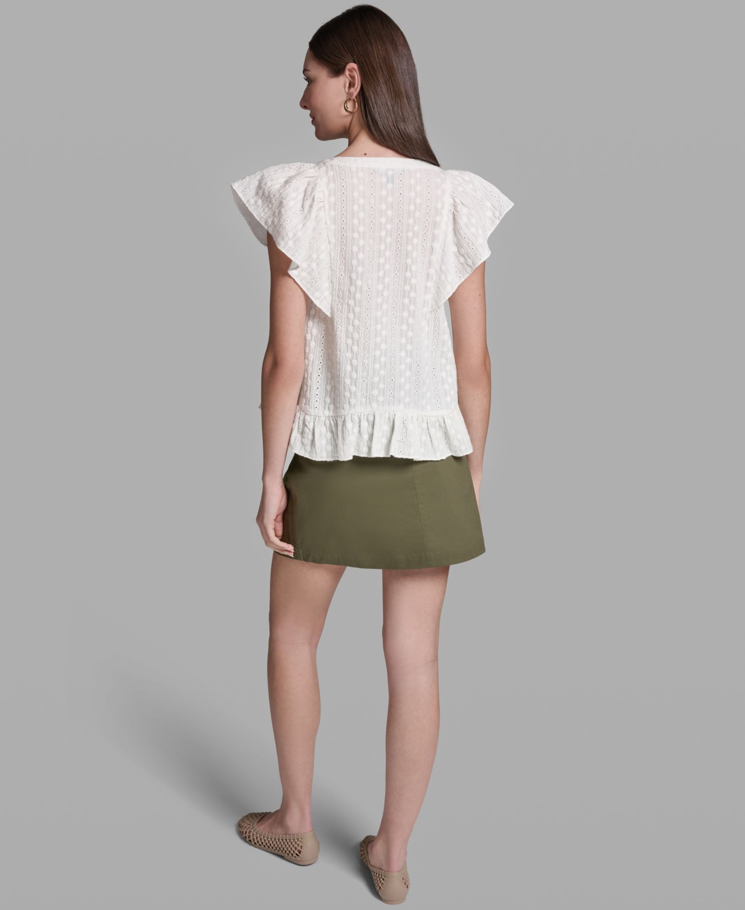 Women's Multi Layer Ruffles Flutter-Sleeve Top