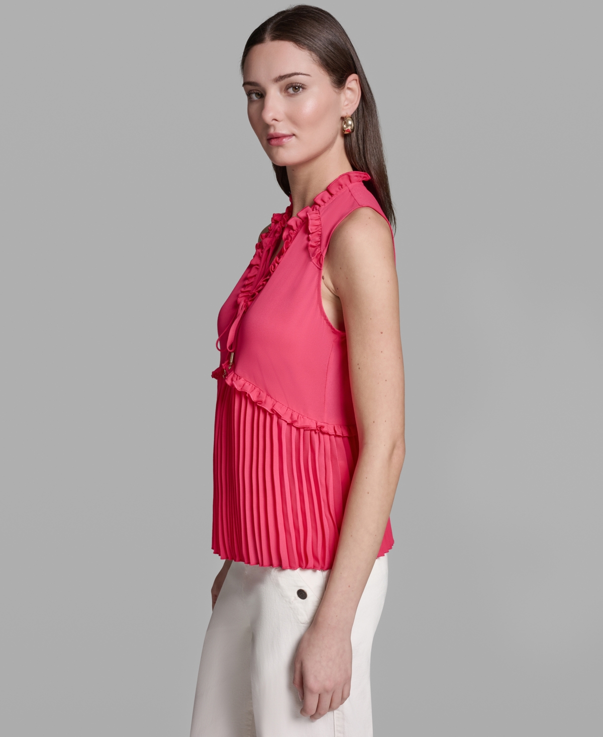 Bcbg Women's Ruffles Pleated Hem Top