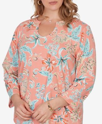 Plus Size Embellished Oceania Floral Knit Top