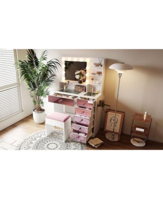 Stylish Coffee Table with 2 Drawers White Finish Modern Living Room Center Table with Storage