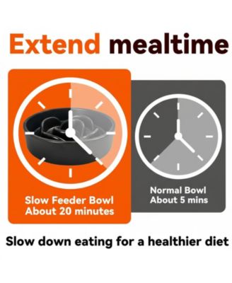 Ceramic Slow Feeder Dog Bowl Set with Wooden Stand Anti-Gulping Anti-Slip Dishwasher Safe