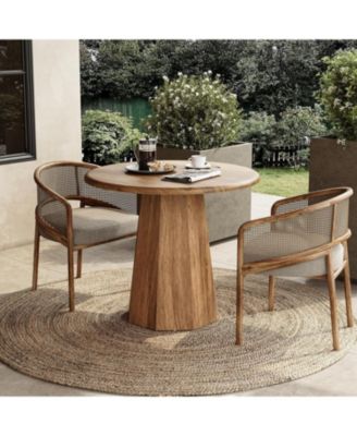 31.5" Round Dining Table for 4, Wood Kitchen Table, Small Dinner Table