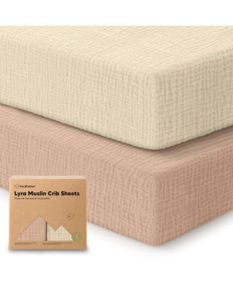 Lyra Muslin Crib Sheets for Boys, Girls, 2pk 52x28 Cotton Baby Crib Mattress Sheets Fitted, Soft, Breathable