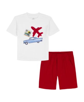 Boys' Toddler 2T-5T Short-Sleeve Travels T-Shirt and Poplin Shorts, 2-Piece Set