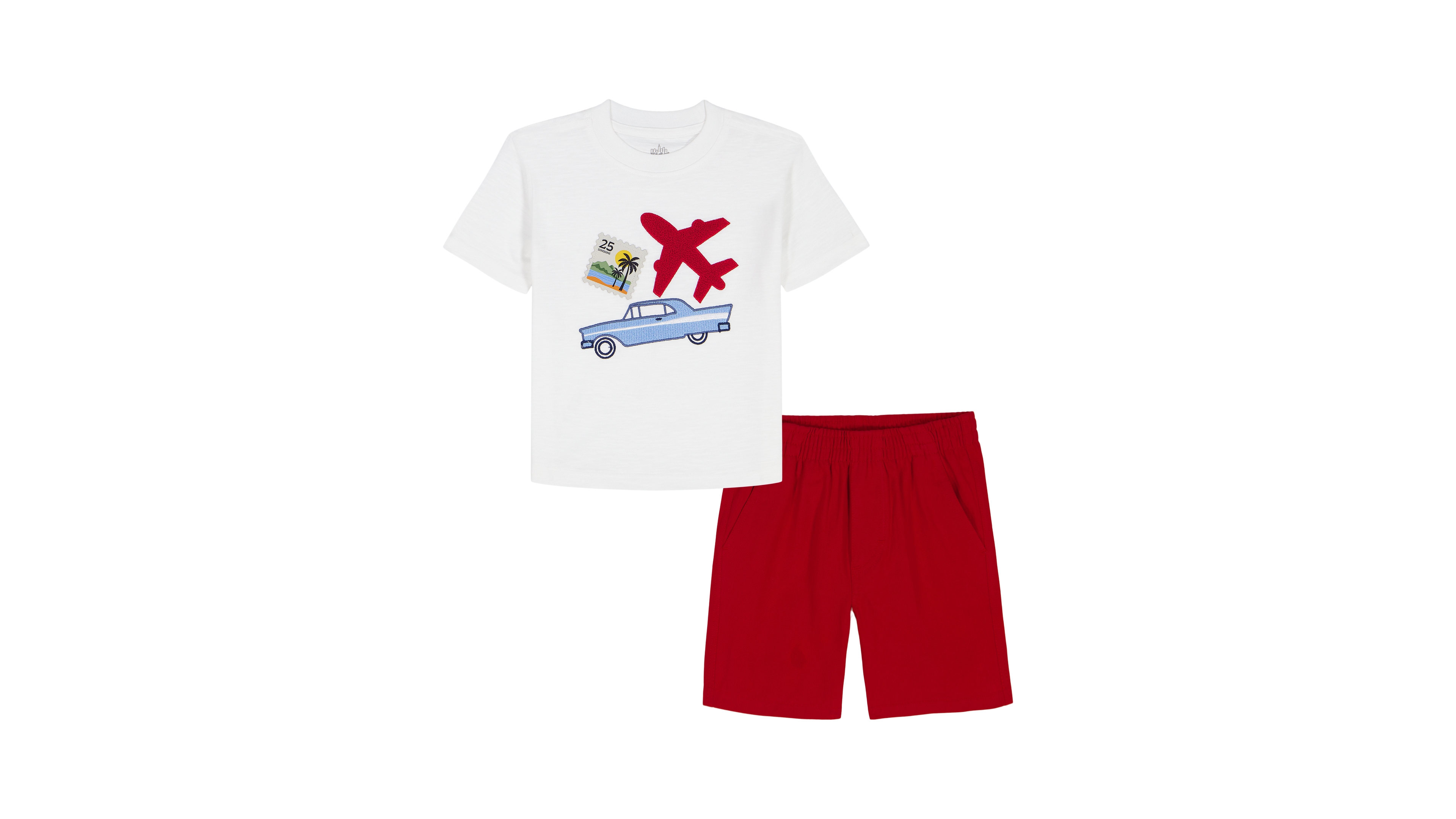 Kids Headquarters Boys' Toddler 2T-5T Short-Sleeve Travels T-Shirt and Poplin Shorts