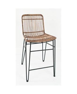 Weaver Hairpin Modern Global Rattan Counter Barstool (Set of 2)