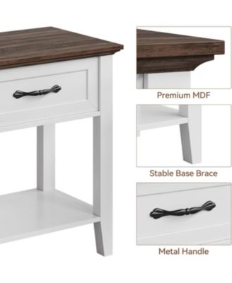 White Wooden Nightstand Set of 2 Bedside Table with Drawer Plus Open Shelf Space Saving End Table for Bedroom