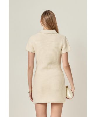 Women's Knit Pearl Detail Mini Dress