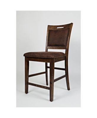 Industrial Nailhead Trim Upholstered Back Counter Stool (Set of 2)