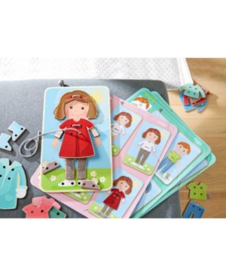 Dress Me Lacing Cards Game - Montessori Fine Motor Skills Toy for Preschool Learning Activities and Kindergarten Toys with 36 Wooden Pieces