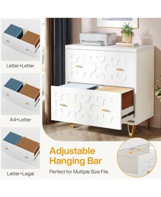 2-Drawer Lateral File Cabinet for Legal/Letter/A4 Size - Large Storage Filing Cabinet Printer Stand for Home Office