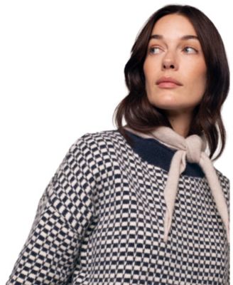 Women's Micro Check Funnel Neck Sweater