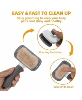 Pet Grooming Kit: Slicker Brush, Shampoo Brush, Bath Brush, Gloves, Towel