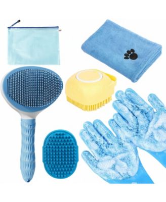 Pet Bath Kit: Slicker Brush, Shampoo Brush, Glove, Towel