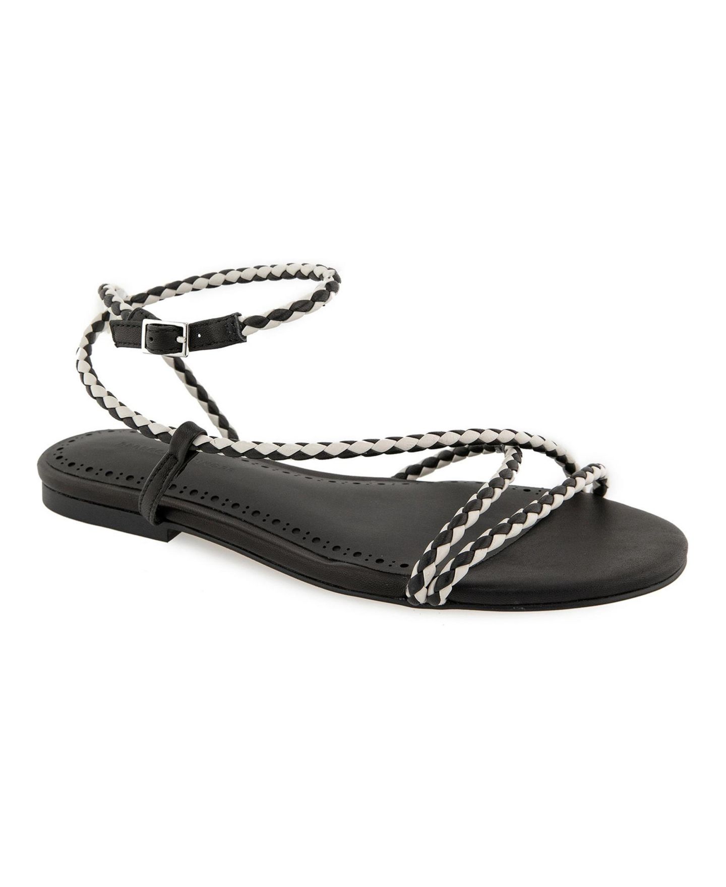 Женские сандалии Rebecca Minkoff Ayla Falt, цвет: Чёрный / Молочный белый — фото 1