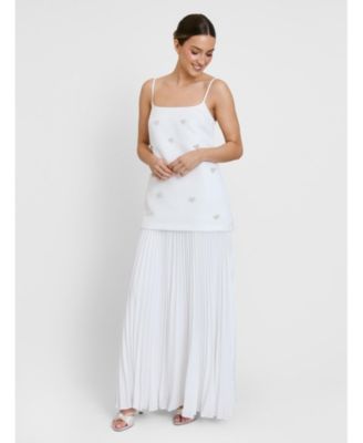 Women's Embellished Pearl Strappy Maxi Dress
