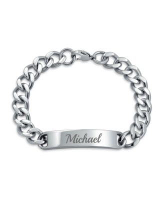 Blank ID Identification Bracelet Stainless Steel Curb Link Chain 7.5, 8, 8.5 Inch