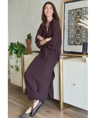 Plus Size Ocean+Main Avery Long Tie Neck Dress Gauze Caftan