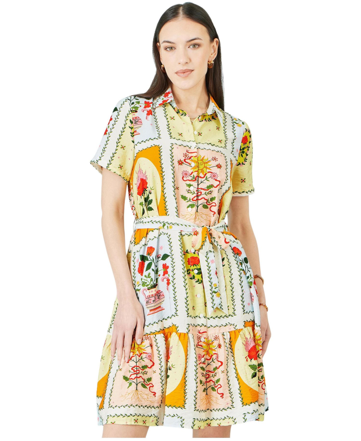 Women's Sun Patchwork Print Shirt Dress