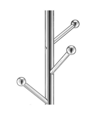 Coat Rack - Freestanding Hall Tree with Stable Marble Base and 8 Hooks, Modern Clothes Hanger for Coats, Hats, Bags