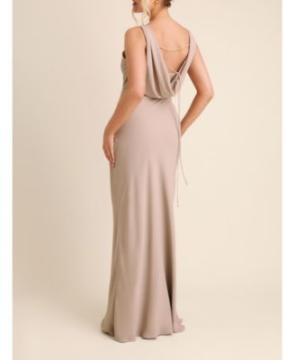 Women's Plunge Cowl Chiffon Bridesmaid Dress
