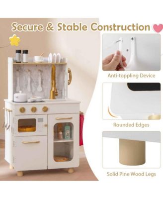 Kids Kitchen Set Pretend Play Kitchen with Stoves Faucet Sink Telephone Microwave and Oven
