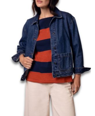 Women's Long Sleeve Patch Pocket Denim Jacket