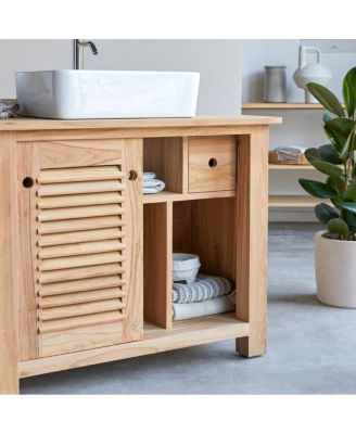 Solid Teak Wood Vanity Cabinet Wash-stand Modern Design Bathroom Furniture