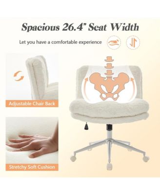 Faux Fur Criss Cross Office Chair - Adjustable Swivel Desk Chair with Extra-Deep Seat and 2-Layer Cushions for Study Room