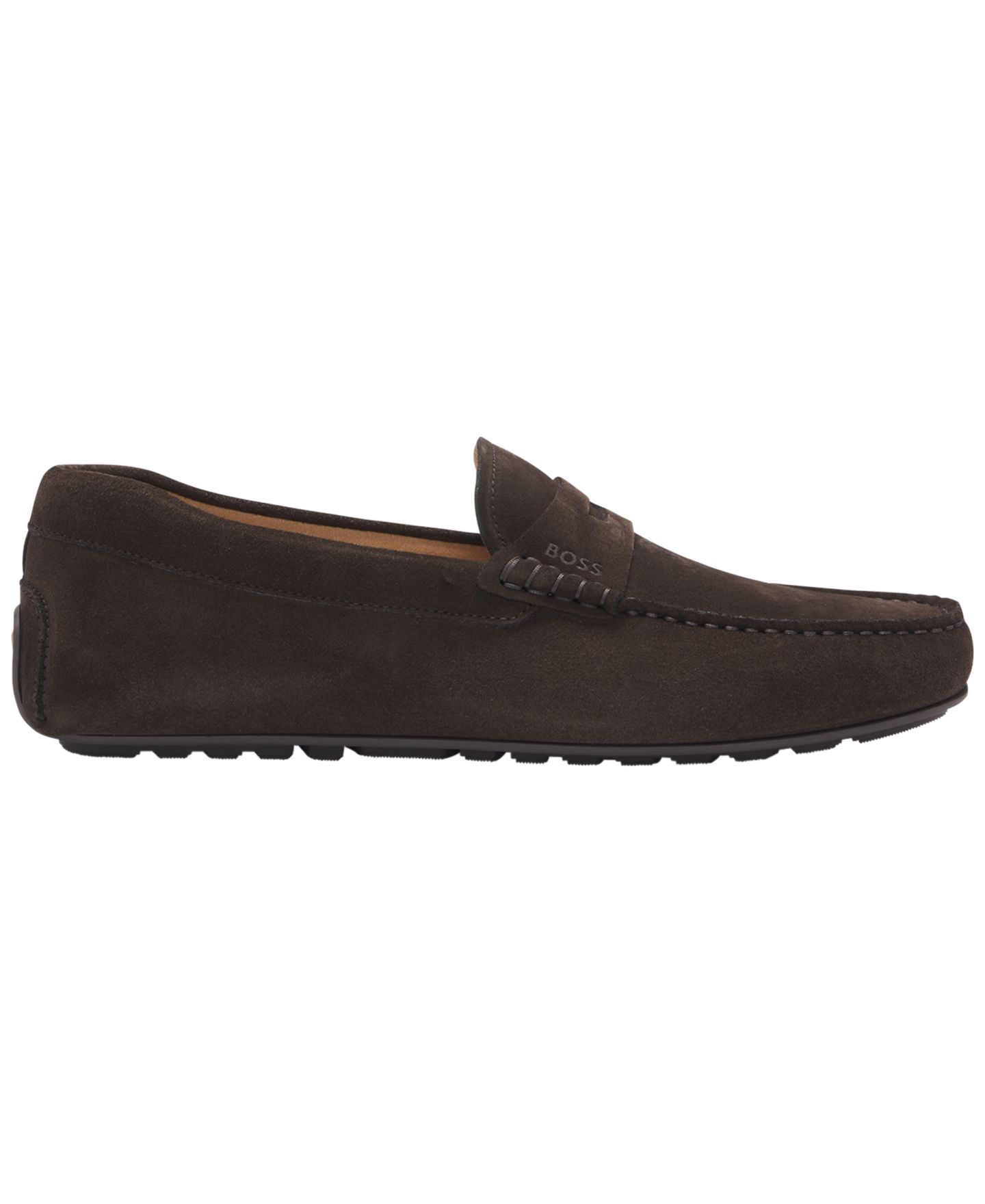 Мужские туфли Hugo Boss Noel Suede Penny Slip-On, цвет: Тёмный коричневый — фото 2