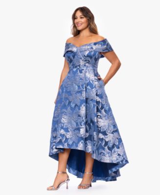  Plus Size High-Low Off-The-Shoulder Gown