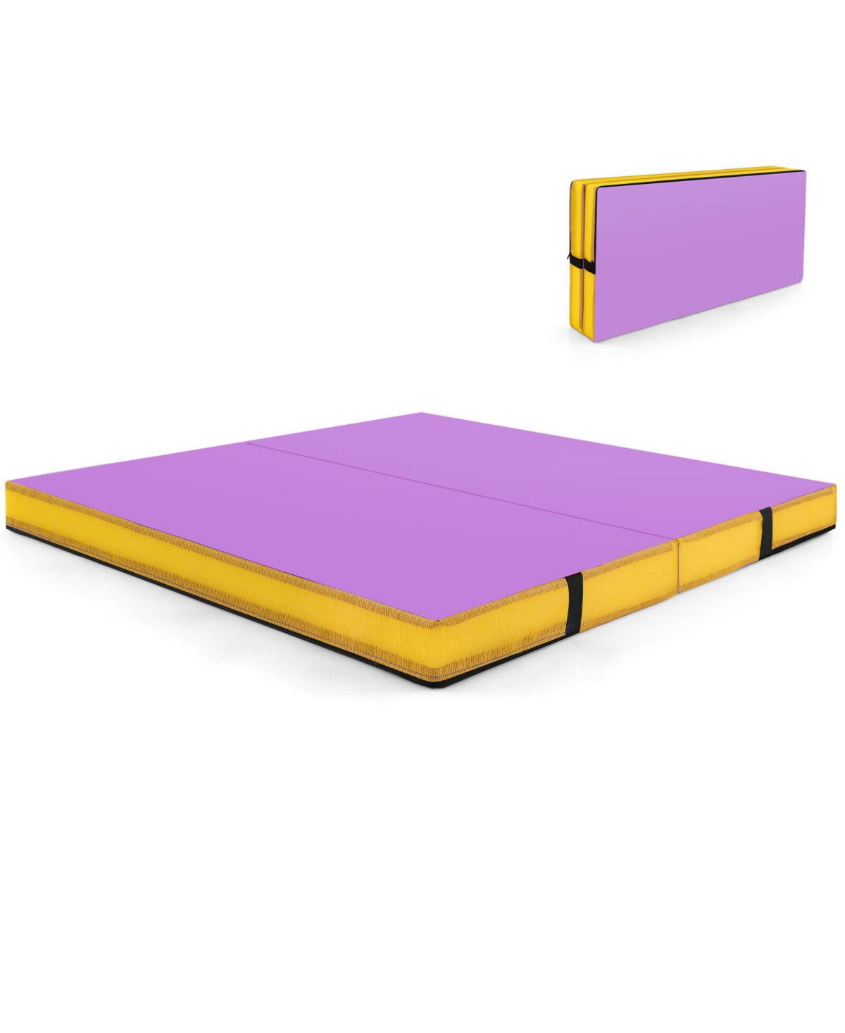 4-Foot Bi-Folding Gymnastic Tumbling Mat with Handles and Cover - Purple