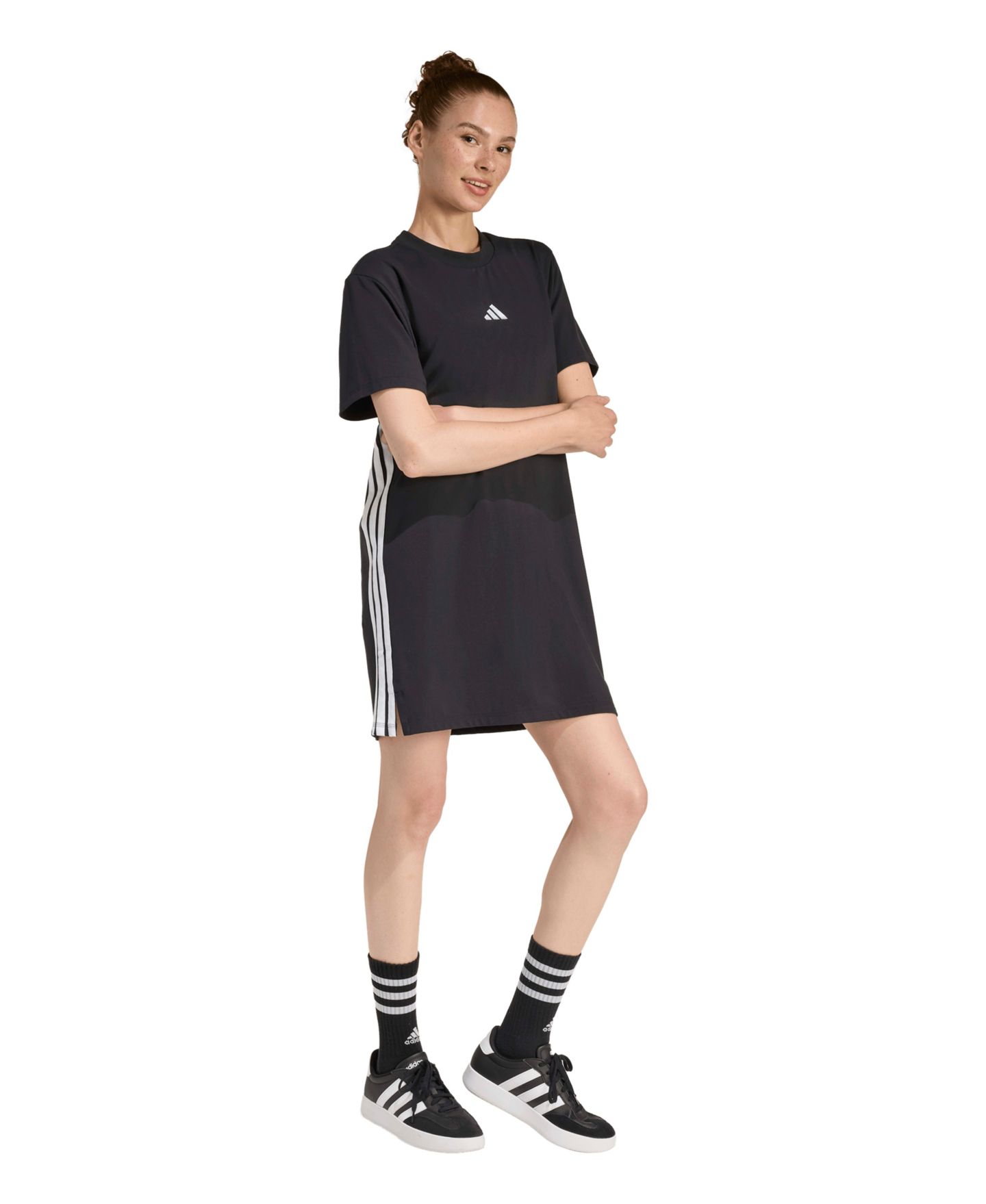 Женское платье adidas 3-Stripes Crewneck T-Shirt, цвет: Чёрный — фото 2