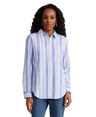 Women's Long-Sleeve Linen-Blend Oversized Shirt
