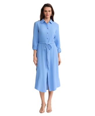 Women's Braided Belt Shirt Dress