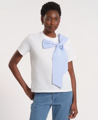 Women's Short-Sleeve Bow Knit T-Shirt