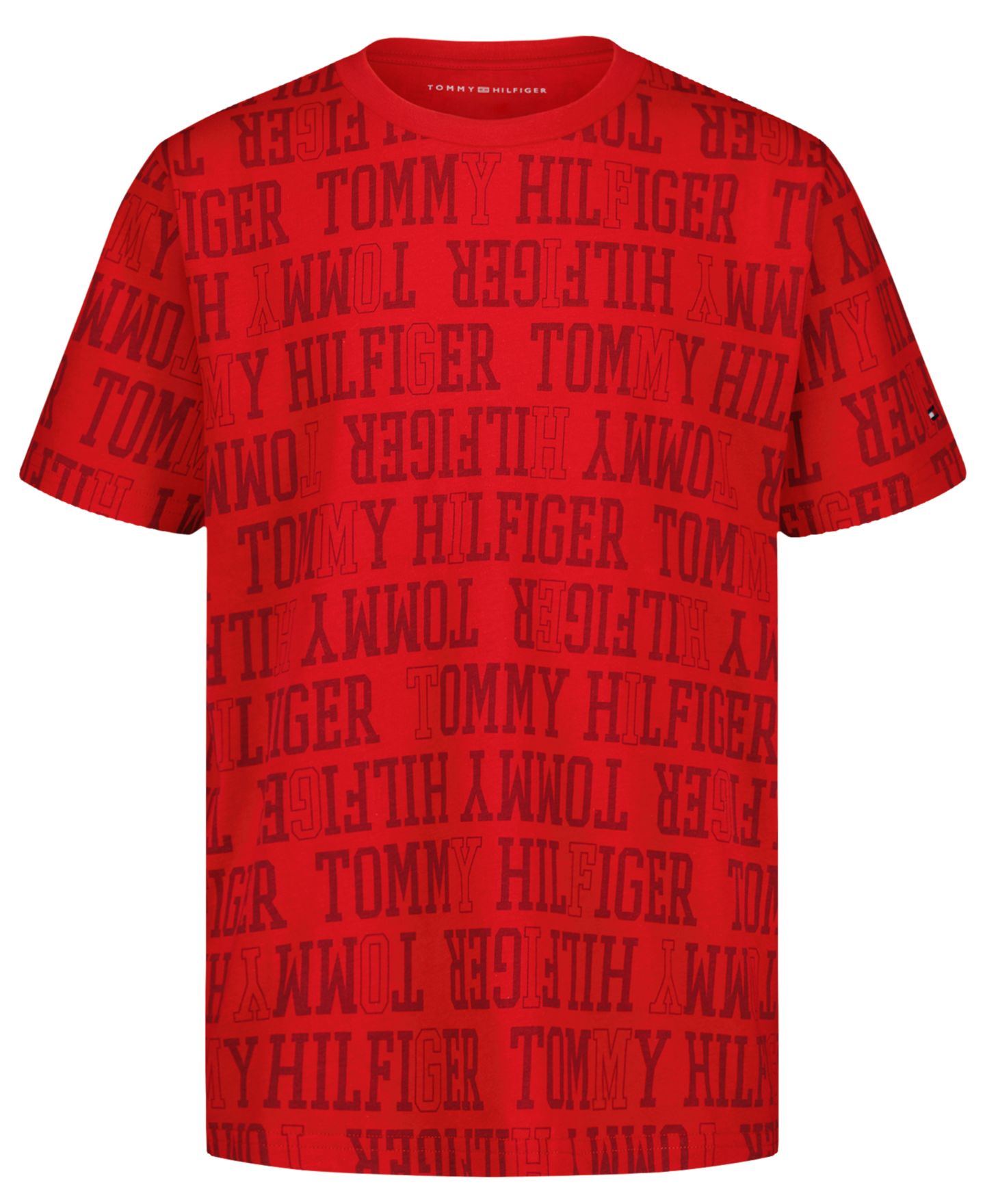 Футболка Tommy Hilfiger All Over Print Short-Sleeve для мальчиков, цвет: Шамбре синий — фото 7