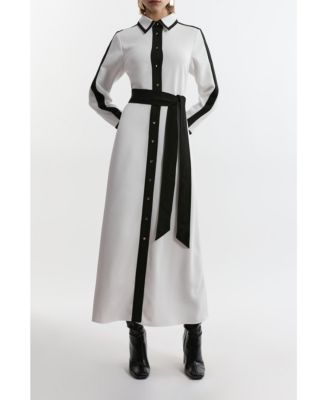 Women's Belted Midi Shirt Dress
