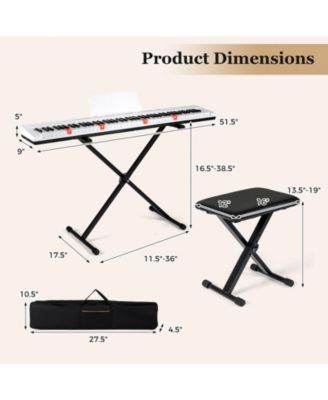 88-Key Electric Piano Keyboard with Adjustable Stand & Portable Bag for Home or Travel