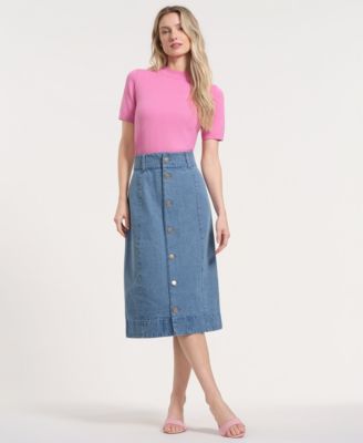 Women's Button-Front Denim Maxi Skirt