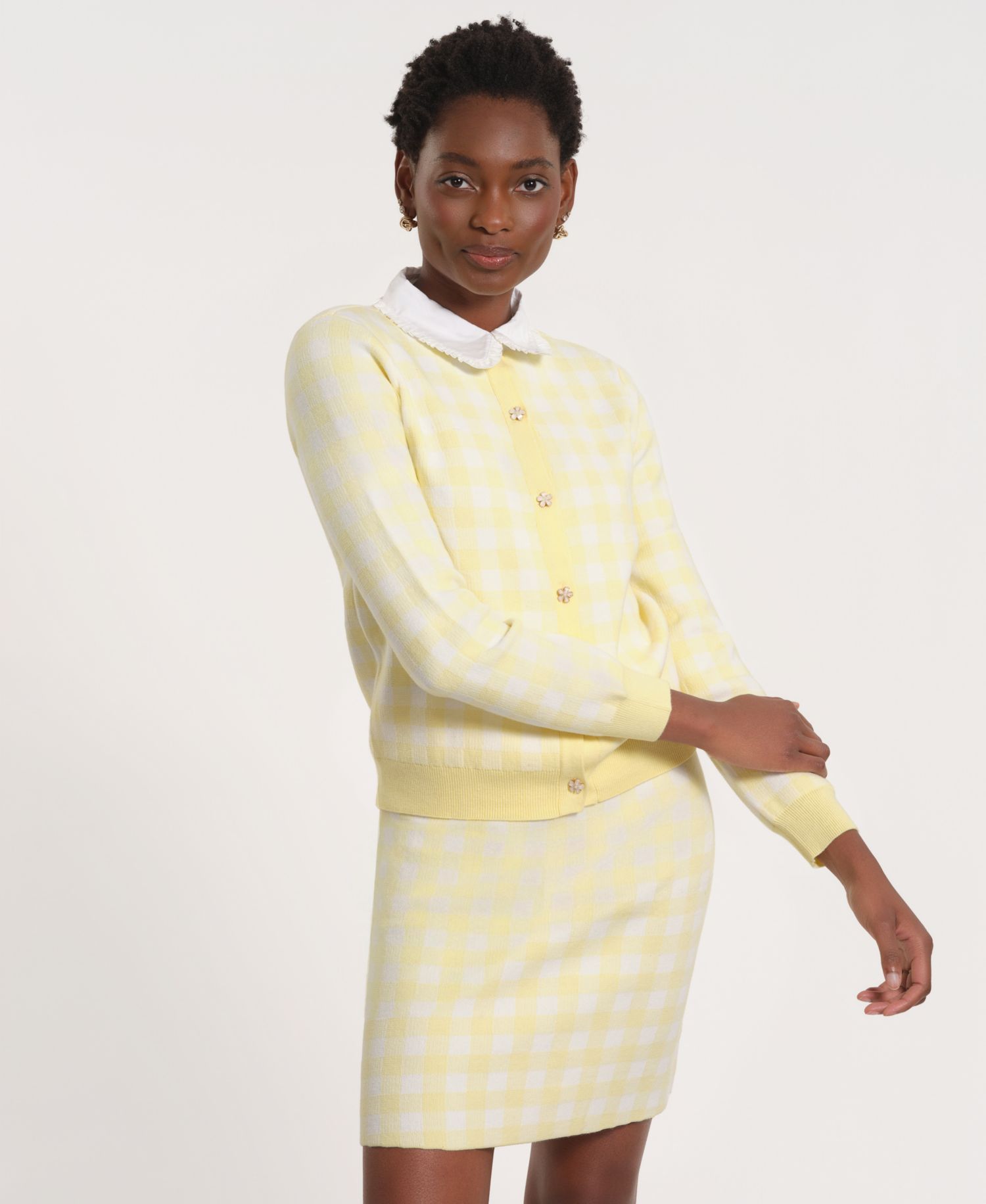 Women's Long-Sleeve Gingham Cardigan